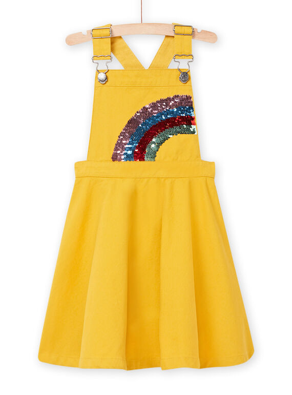 Abito salopette twill topazio motivo arcobaleno bambina NALUROB1 / 22S901P1ROBB118
