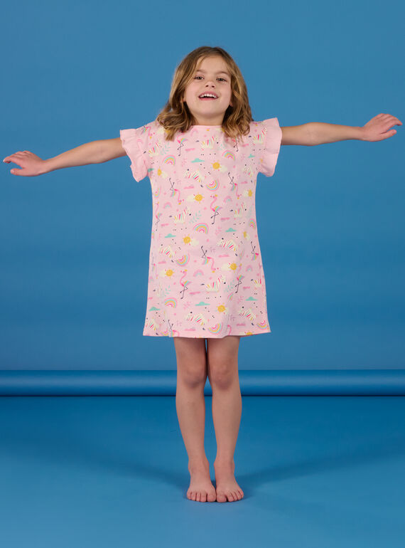 Camicia da notte rosa chiara e con stampa fantasia REFACHUBOW / 23SH11H2CHN321