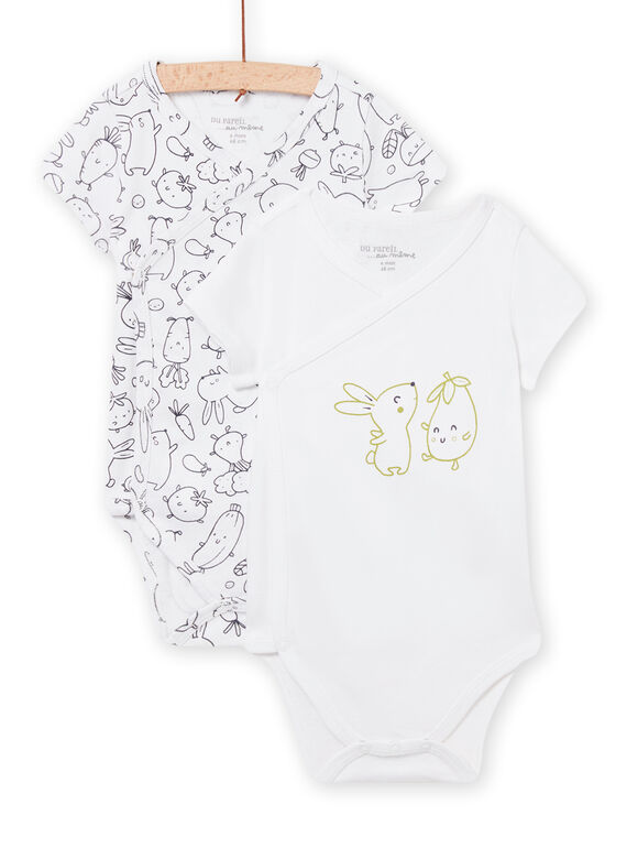 Set 2 body bianchi con motivi fantasia nascita bambino NOU2BOD5 / 22SF0451BDN000
