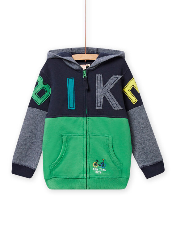 Cardigan con cappuccio tricolore scritta Bike bambino NOGAGIL / 22S902O1GIL705