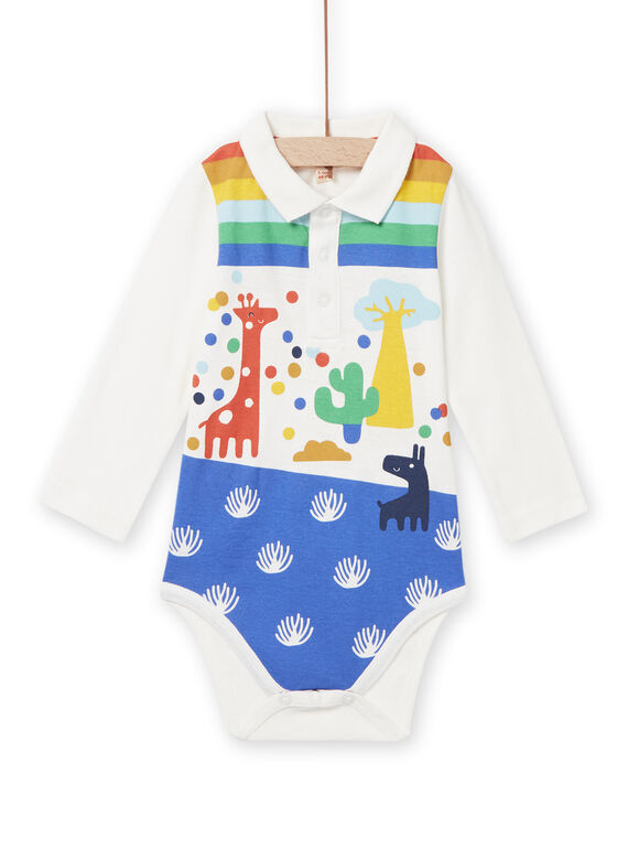 Body ecrù con collo e stampa fantasia colorata neonato NULUBOD / 22SG10P1BOD001