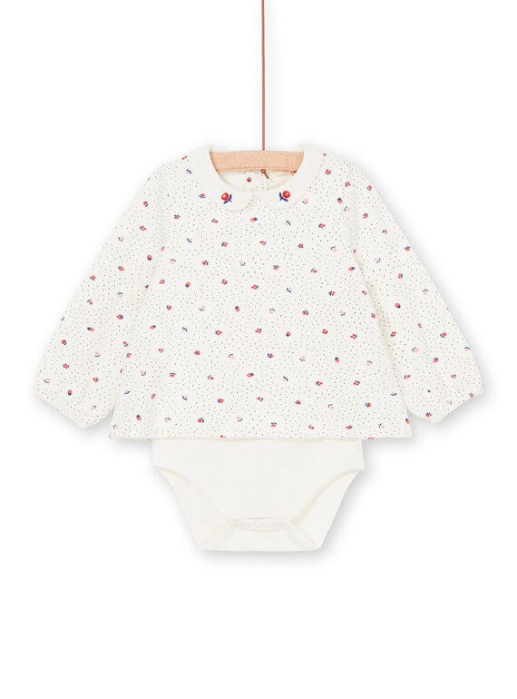 Body ecrù e rosso a pois e fiori neonata LIHABOD2 / 21SG09X1BOD001
