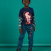 T-shirt a maniche lunghe a righe e motivo dinosauro