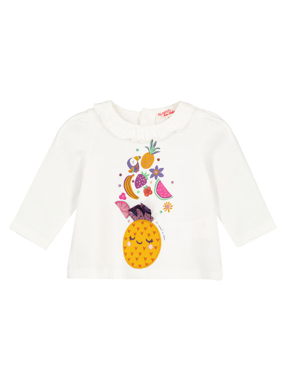 T-shirt maniche lunghe ecrù neonata GIVIOTEE / 19WG09R1TML001