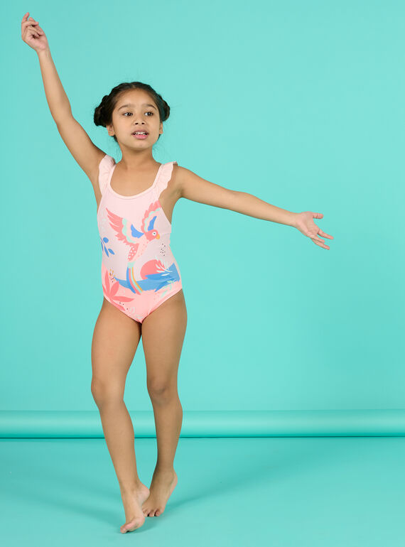 Costume da bagno rosa cipria bambina NYAMER4 / 22SI01L4MAID327