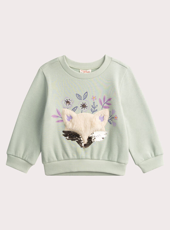 Maglione da bambina con figura di volpe a lustrini magici VAPERSWEA / 24W901R1SWEG622