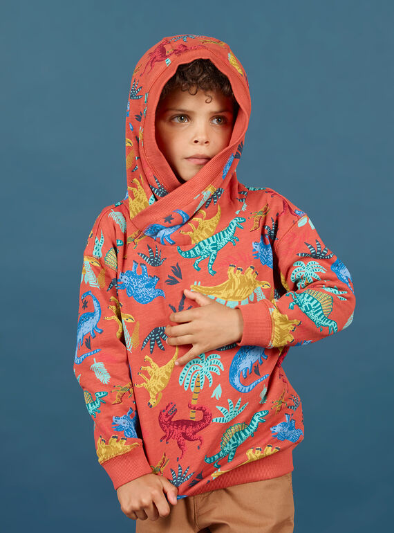 Felpa con cappuccio arancione bambino MOPASWE / 21W902H1SWEE415