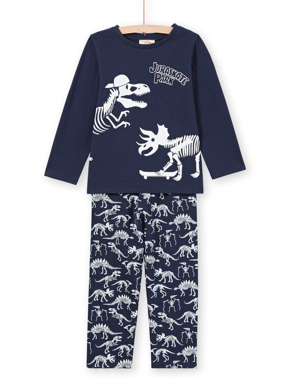 Pigiama fosforescente blu notte con motivi dinosauri bambino MEGOPYJGLOW / 21WH1236PYJ705