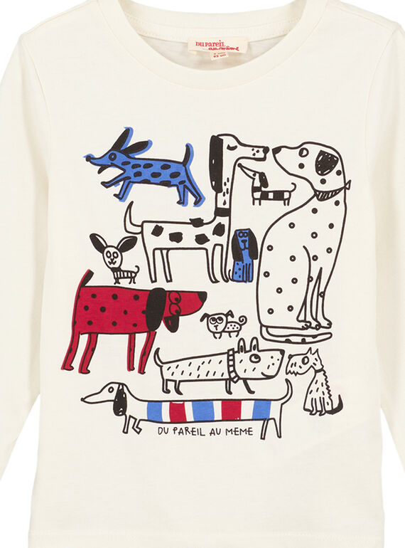 T- Shirt Maniche Lunghe Ecrù con Motivo GOTRITEE4 / 19W902J4TML003
