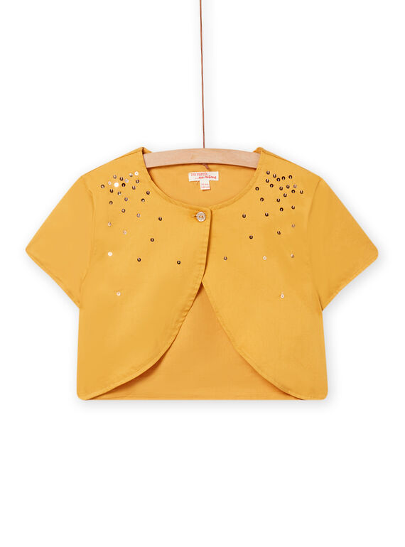 Cardigan giallo in raso e paillettes bambina NABACAR / 22S90111CARB107