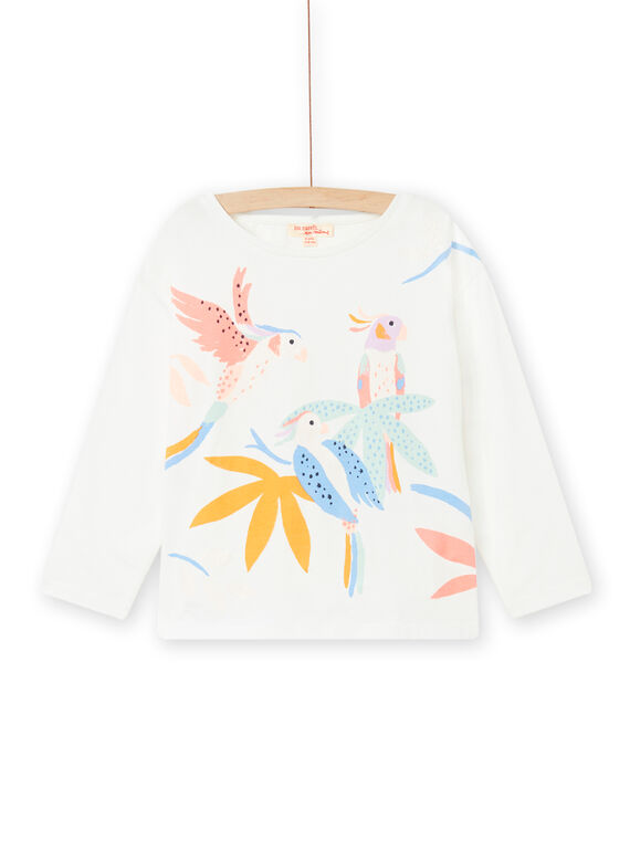 T-shirt ecrù motivo uccelli colorati con glitter bambina NAMOTEE1 / 22S901N3TML001