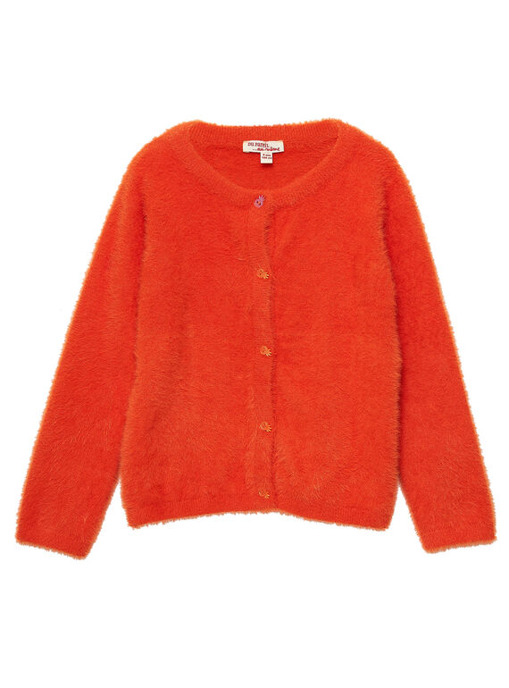 Cardigan Arancione in maglia effetto piume JAVICAR / 20S901D1CAR406
