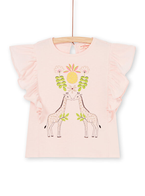 T-shirt rosa maniche corte con volant LAJAUTI1 / 21S901O1TMC307