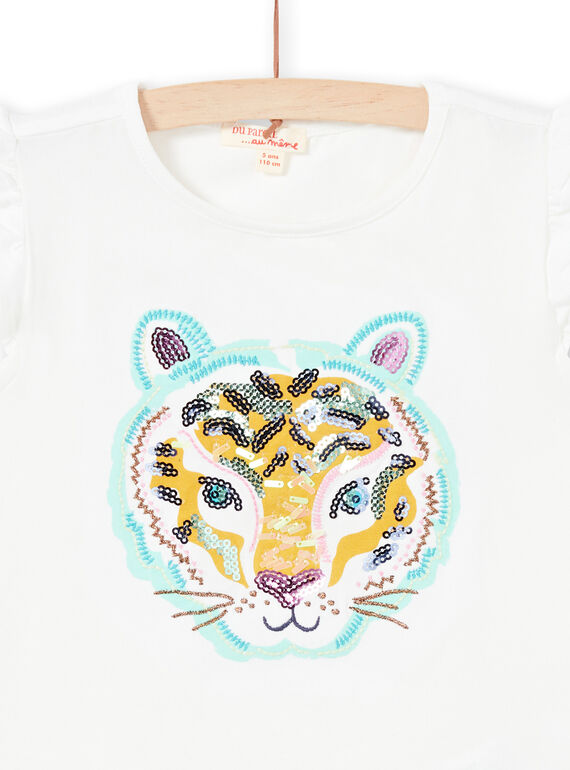T-shirt a maniche corte con motivo testa di tigre bambina LAVERTI4 / 21S901Q4TMC001