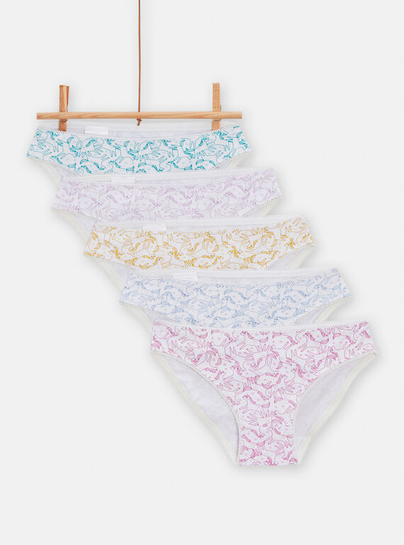 5 slip multicolore con stampa unicorni bambina TEFALOTSEM / 24SH1161D5L000