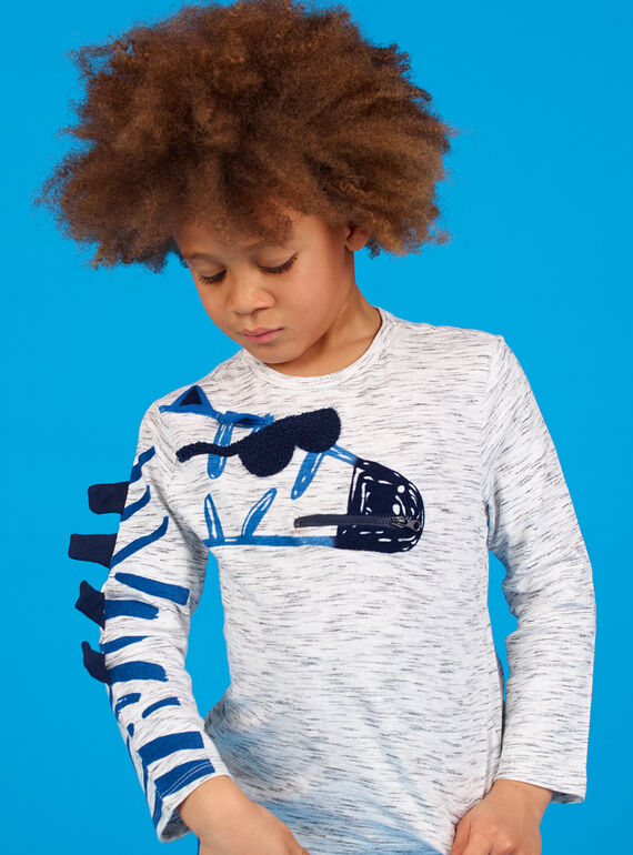 T-shirt grigio melange con motivo zebra bambino LOBLETEE3 / 21S902J2TMLJ920