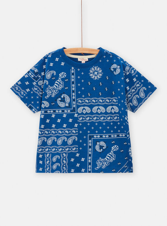 T-shirt bambino navy con stampa cashmere TODETI2 / 24S902J1TMC070