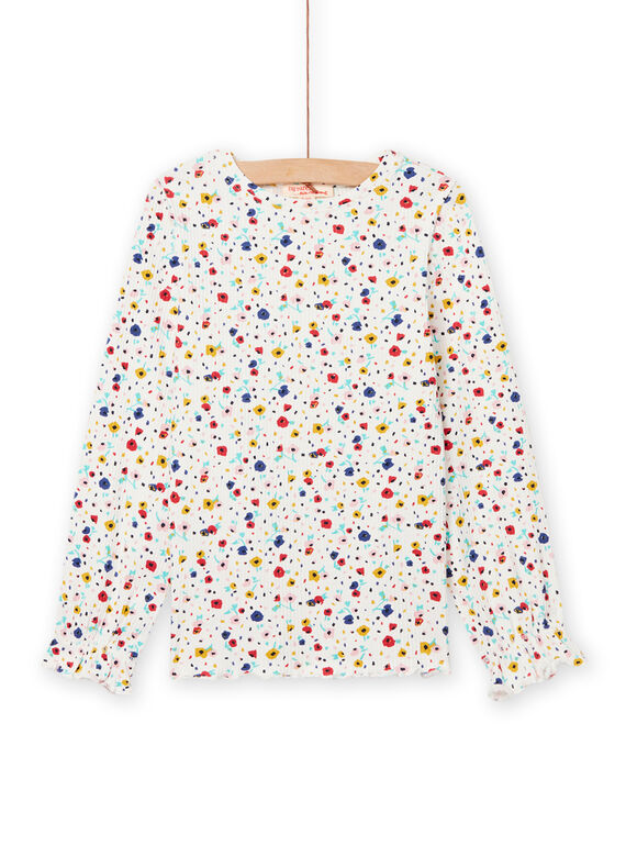 T-shirt morbida ecrù con stampa a fiori bambina NAJOTEE5 / 22S90173TML001