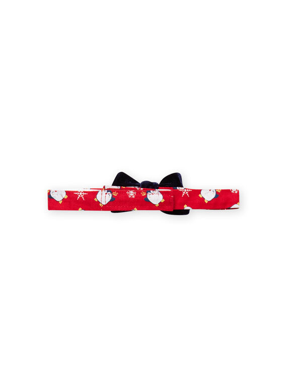 Camicia oxford rossa con stampa pinguino, fiocchi e papillon neonato MUNOCHEM / 21WG10Q2CHM050