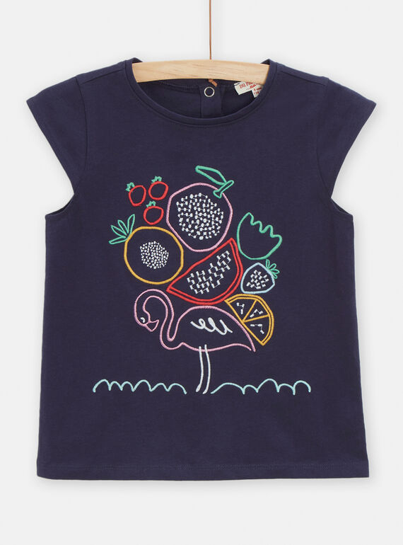 T-shirt blu scura aperta sul retro bambina TACLUTI2 / 24S901O2TMCC211