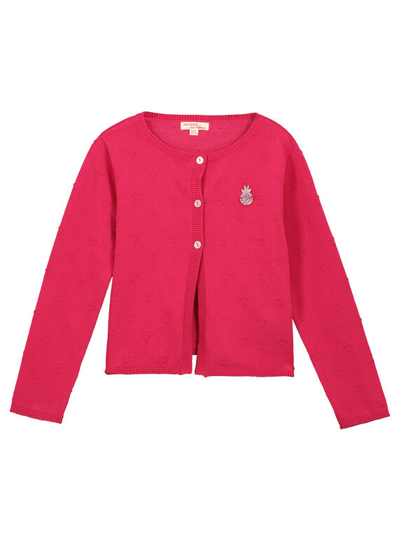 Cardigan in maglia rosa bambina FAYECAR / 19S901M1CAR304