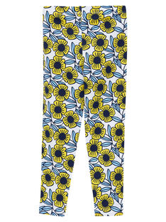 Leggings bambina con fiori blu e gialli JYATROLEG2 / 20SI01F2CAL001