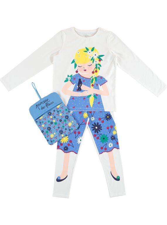 Pigiama travestimento ecrù bambina con portapigiama JEFAPYJBON / 20SH11L1PYG000