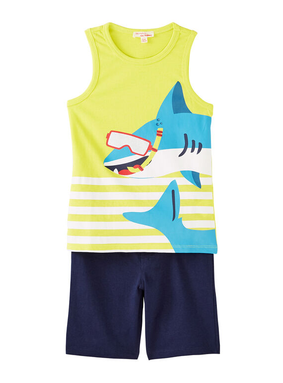 Completo da spiaggia bambino canottiera gialla e bermuda navy JOPLAENS4 / 20S902X1ENS102