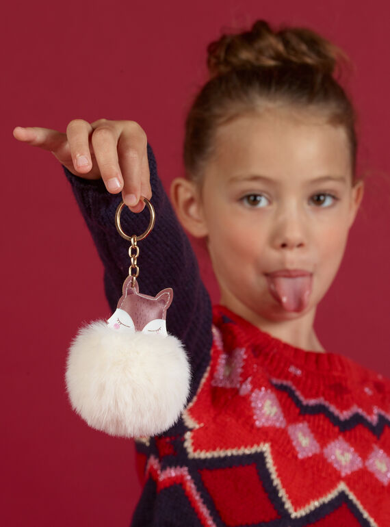 Portachiavi ecrù e marrone volpe con pompon bambina MYACLACLES2 / 21WI01G4D5M420
