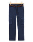Pantaloni in tela a tinta unita blu POJOPAMAT3 / 22W902B3PANC202