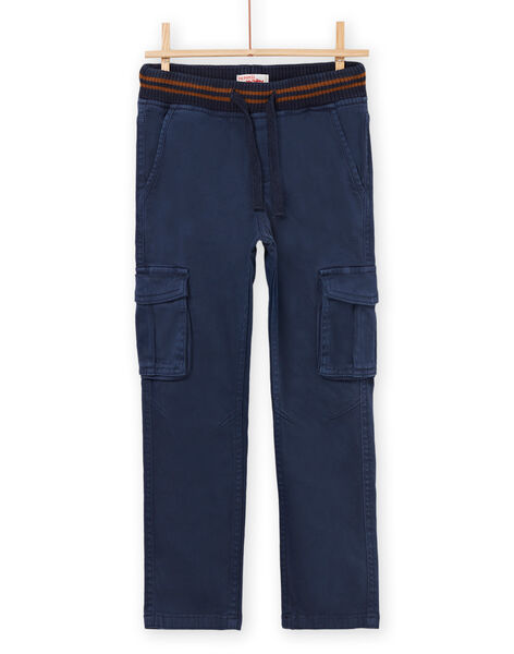 Pantaloni in tela a tinta unita blu POJOPAMAT3 / 22W902B3PANC202