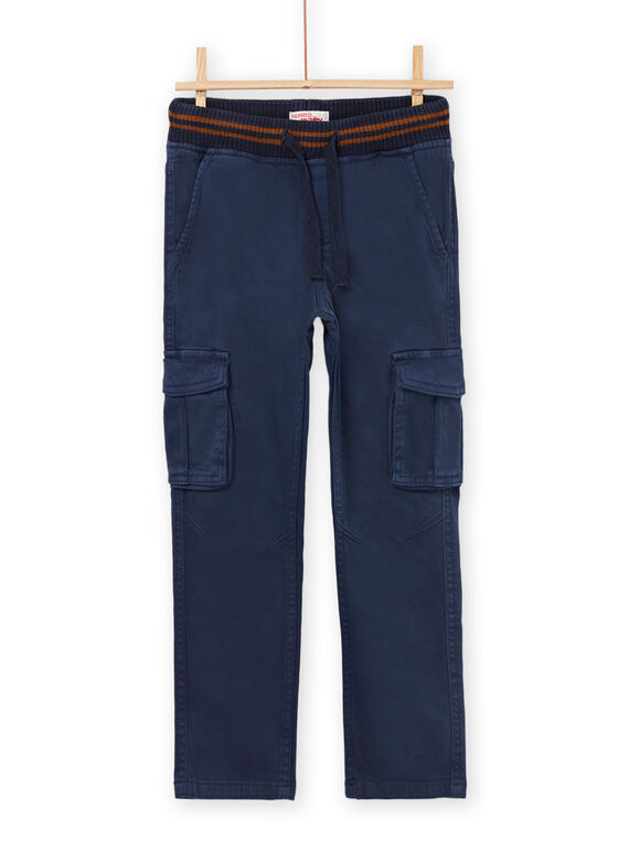 Pantaloni in tela a tinta unita blu POJOPAMAT3 / 22W902B3PANC202