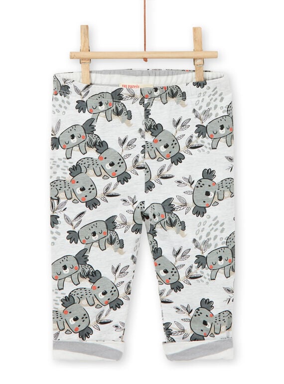Pantaloni double face grigi ed ecrù con stampa koala neonato LUPOEPAN2 / 21SG10Y1PAN001
