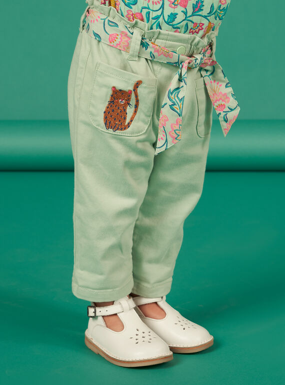 Pantaloni verdi mandorla e cintura con stampa neonata NIGAPAN / 22SG09O1PAN611