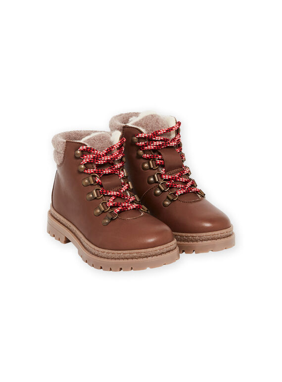 Stivaletti pelle imbottiti marroni con lacci bambino MOBOOTMONT / 21XK3681D0D802