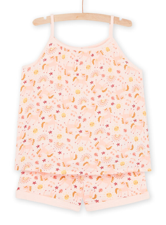 Pigiama rosa cipria con stampa unicorni e fantasia REFAPYJGAZ / 23SH11H7PYJD327