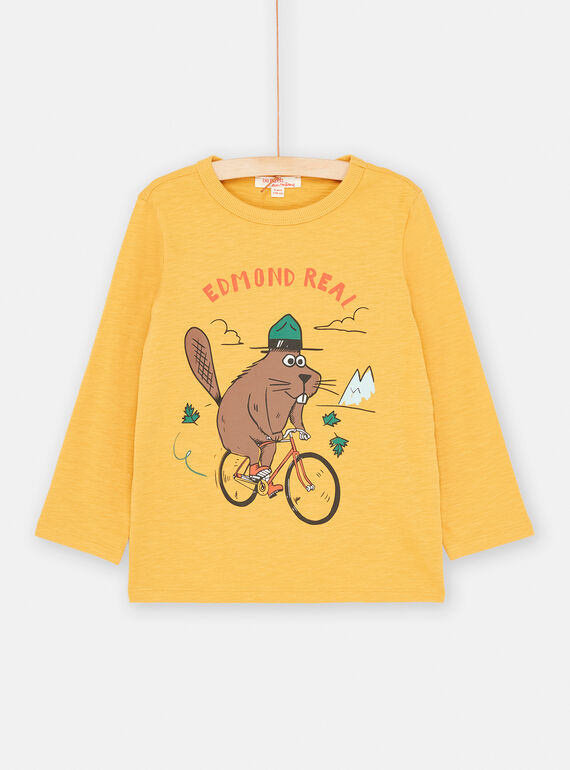 T-shirt topazio con motivo castoro in bicicletta bambino SOJOCOTEE1 / 23W902N1TMLB118