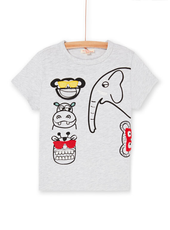 T-shirt grigio melange e nero bambino LOVITI6 / 21S902U2TMC943