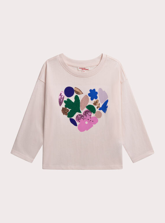 T-shirt beige con motivo floreale per bambina XABLUTEE2 / 25W901N1TML114