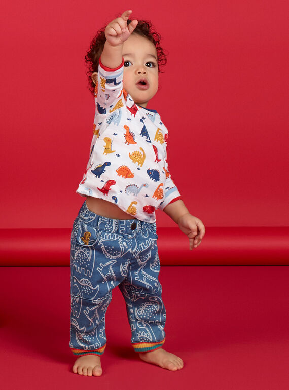 Pantaloni blu con stampa dinosauro neonato LUCANPAN2 / 21SG10M2PANP272