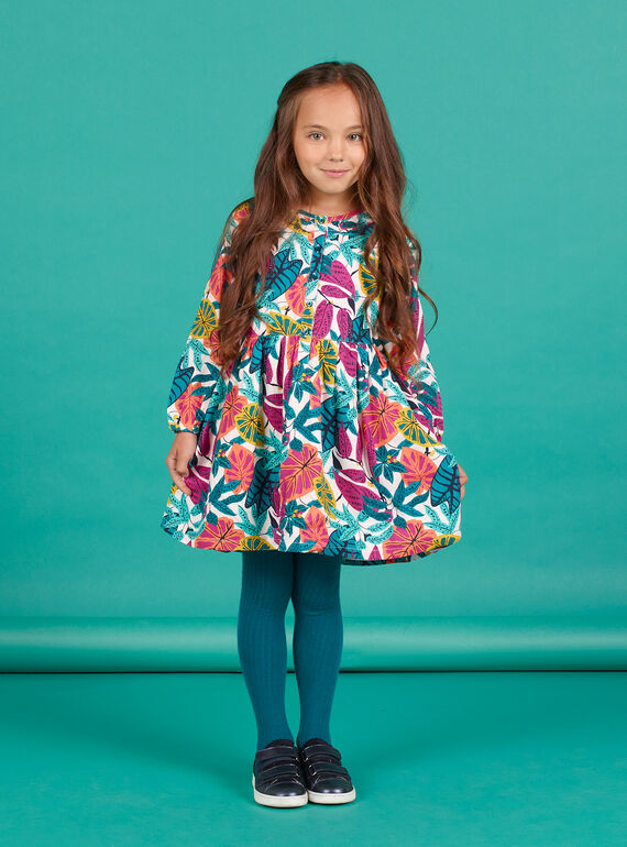 Abito rosa in twill stampa a fiori bambina MATUROB2 / 21W901K4ROBH705