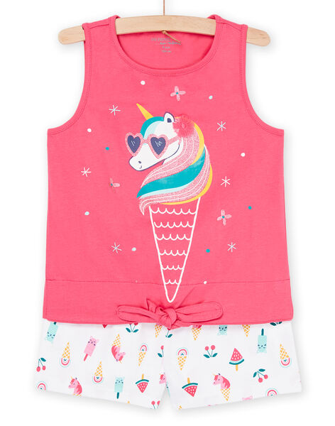 Pigiama rosa e bianco con motivi unicorni e stampa fantasia REFAPYJICE / 23SH11H9PYJD317