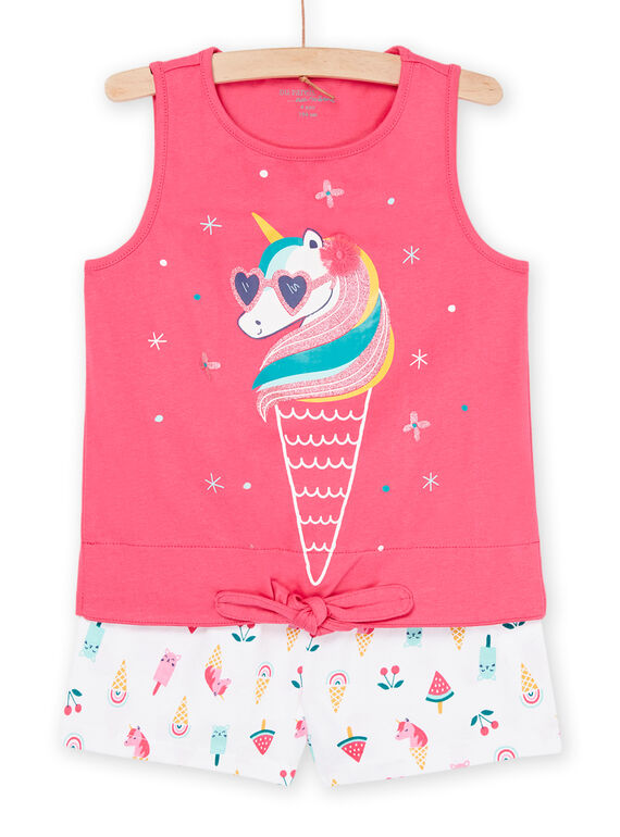 Pigiama rosa e bianco con motivi unicorni e stampa fantasia REFAPYJICE / 23SH11H9PYJD317