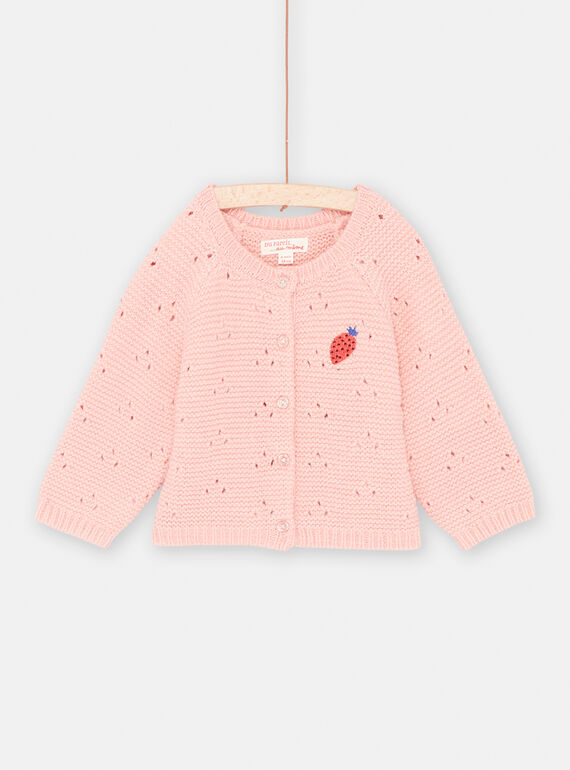 Cardigan rosa tea in punto fantasia neonata SIFORCAR1 / 23WG09K1CARD329