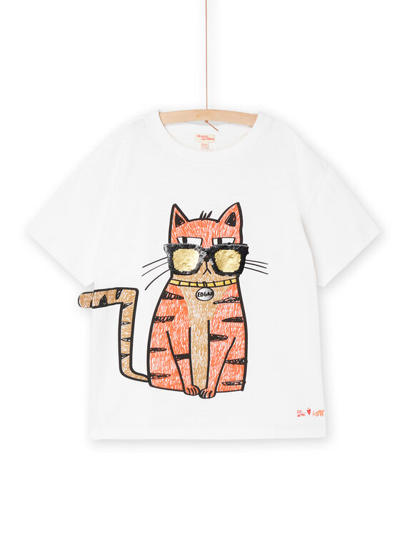 T-shirt bianca con motivo gatto capsule spa ROSPATI3 / 23S902P1TMC000