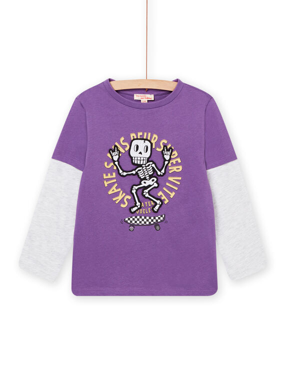 T-shirt maniche lunghe motivo scheletro viola POKATEE1 / 22W902L1TML708