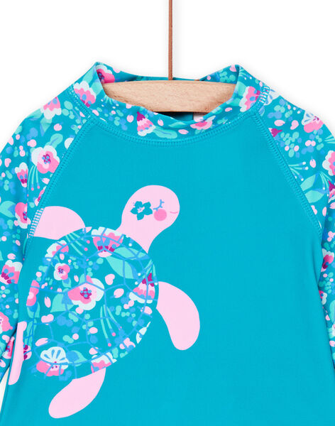 Costume t-shirt e slip turchese con stampa fantasia RYIENS / 23SI09R9MAIC217