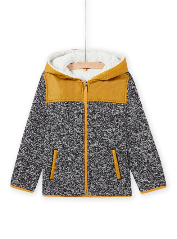 Giacca con cerniera e cappuccio in materiale tecnico nero bambino MOJOTEKGIL2 / 21W902N1GIL090