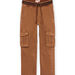 Pantaloni cargo cammello con elastico in vita