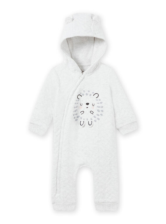 Tuta con cappuccio grigio melange motivo riccio nascita unisex MOU1COM1 / 21WF0541CBLJ920